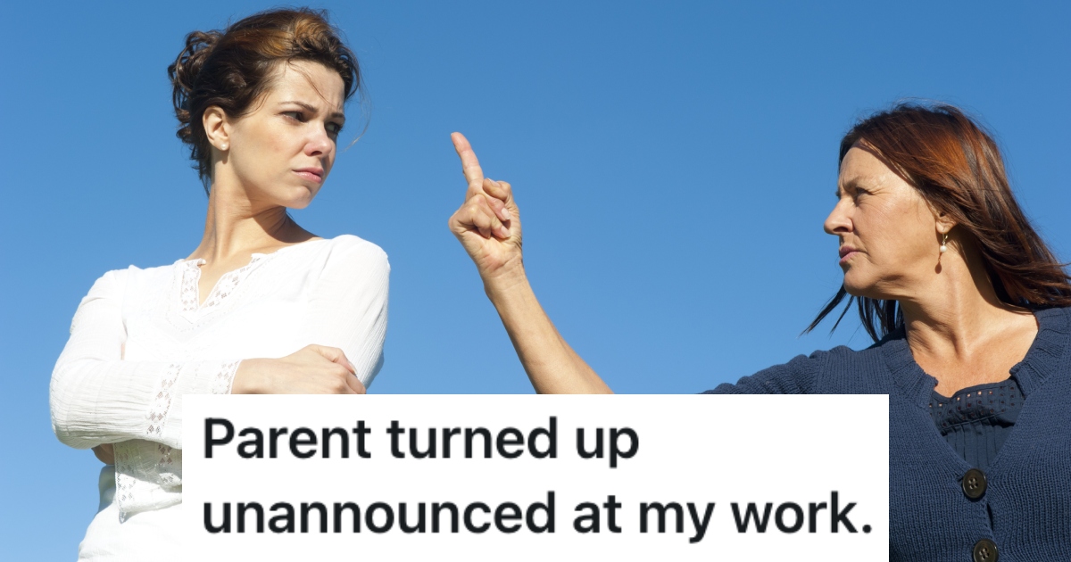 Her Mom Showed Up At Her Workplace Unannounced, And She Feels Guilty About How She Handled The Situation two women arguing outside