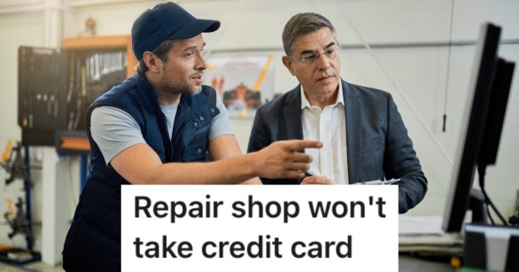 mechanic talking to customer