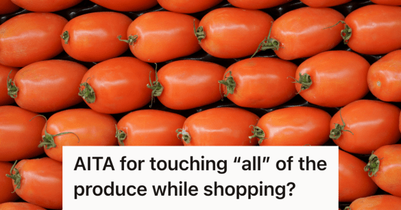 row of tomatoes in a grocery store