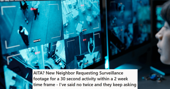 Woman watching security footage