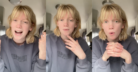 woman talking to a camera