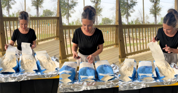 woman with bags of flour