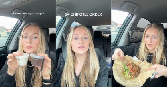 three photos of a woman in a car