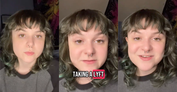 woman talking about a lyft ride