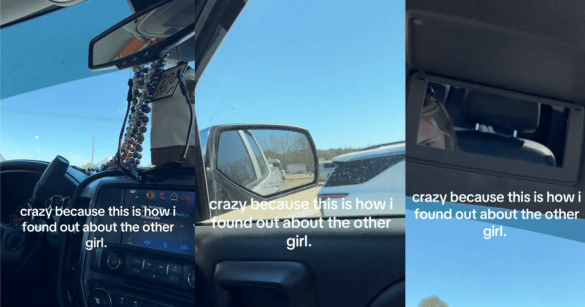 three photos of the interior of a car