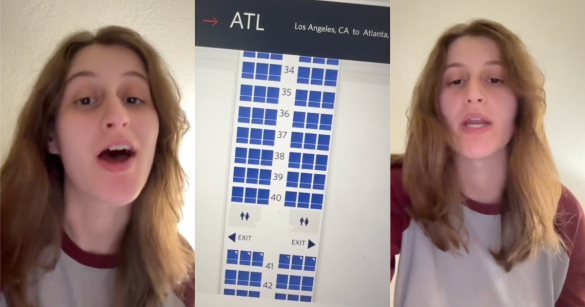 woman talking about picking out seats on a plane