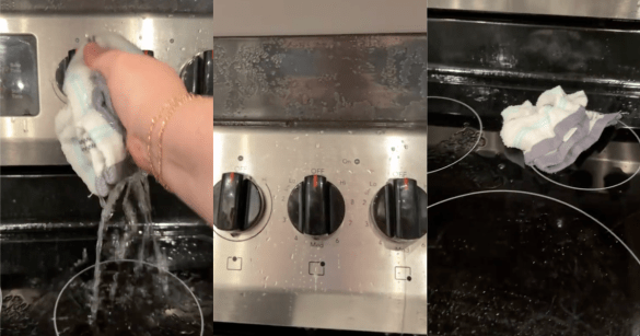 three photos of an oven