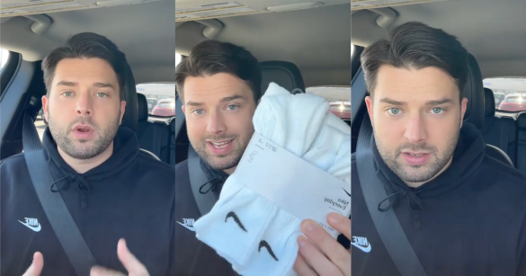 man talking about socks