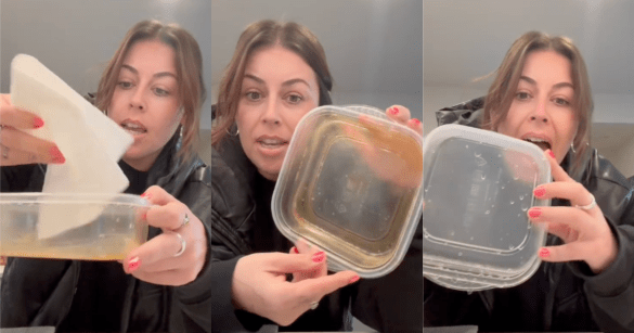 woman with tupperware container