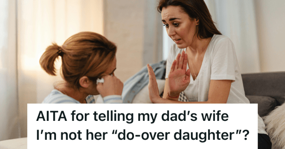 woman fighting with her stepmom crying