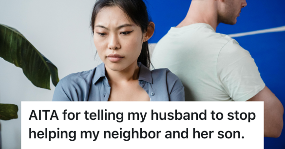 woman with arms crossed and back towards husband