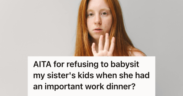 young woman putting her hand up saying no