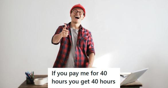 Engineer in a hard hat laughing because he won