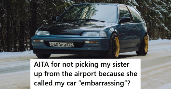 Vintage honda civic in snowy landscape