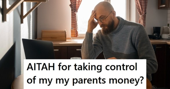 Man looking worried at laptop