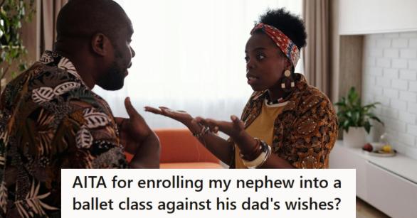 A grown sister and her brother fighting over his son