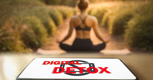 Woman doing Yoga with Digital Detox on Phone