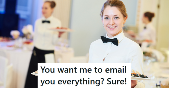 Waitress serving catered food