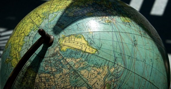 The North Pole on a globe