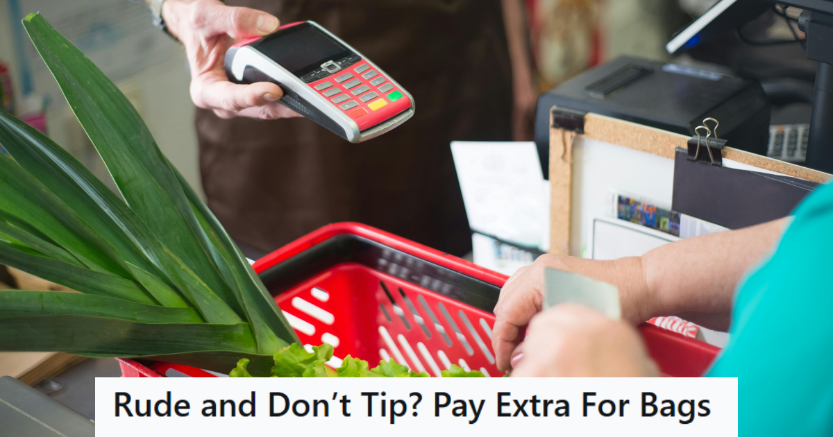 Grocery store worker checking out a customer