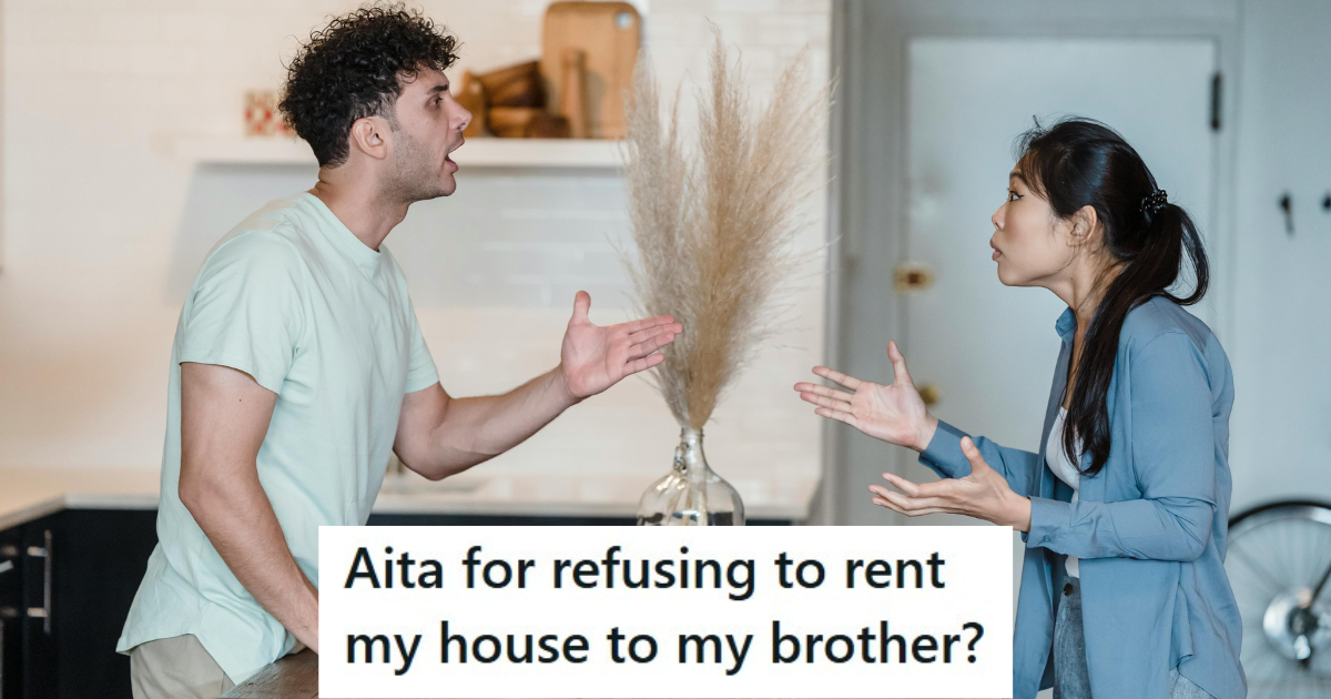 Man in blue shirt and woman in blue shirt arguing 