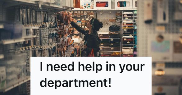 Woman browsing the fabric section