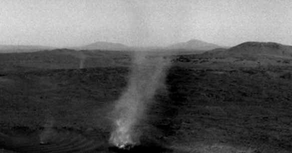 An image of a dust devil on Mars