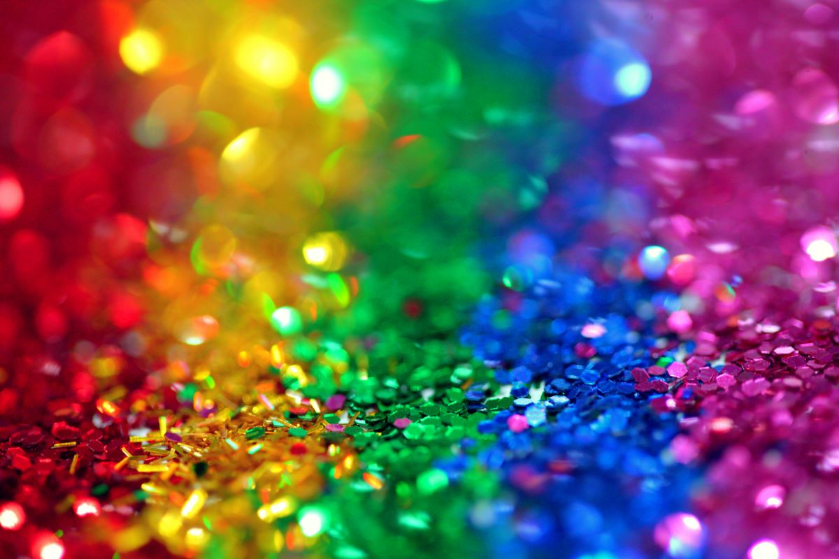 Rainbow colored glitter spectrum