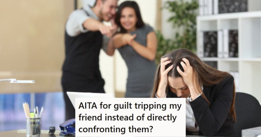 Two people spreading rumors about a third