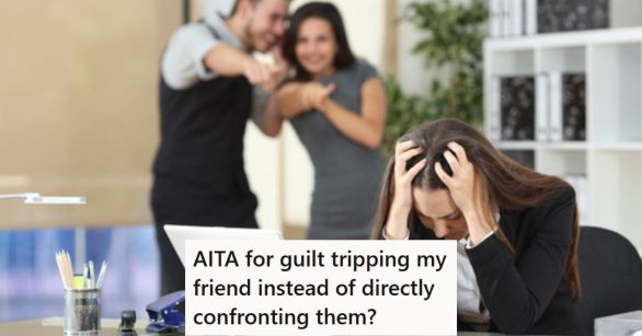 Two people spreading rumors about a third