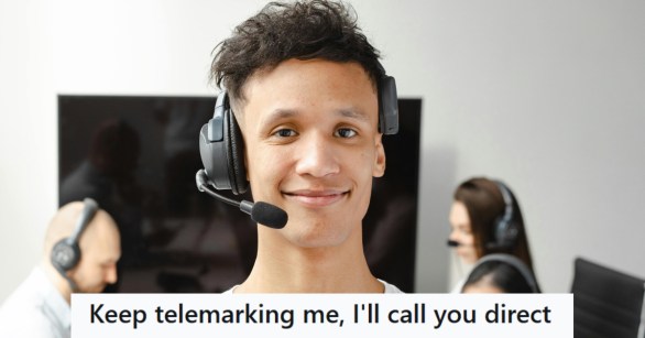 Man with a headset working in a call center