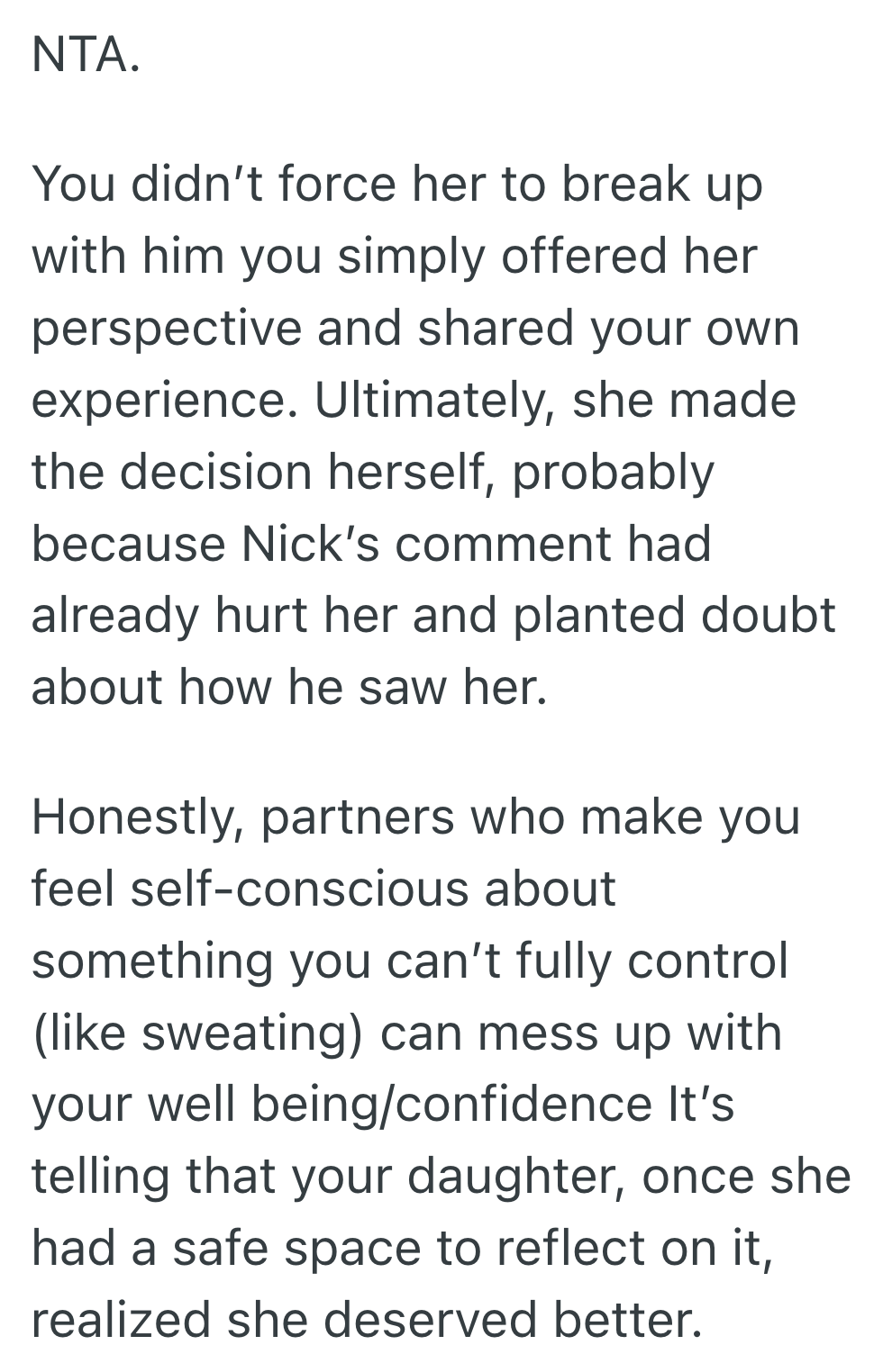 Screenshot 2025 05 02 at 10.59.03 AM Her Daughter Changed Plans To Avoid Sweating Around Her Boyfriend, So She Questioned Whether The Relationship Was Healthy