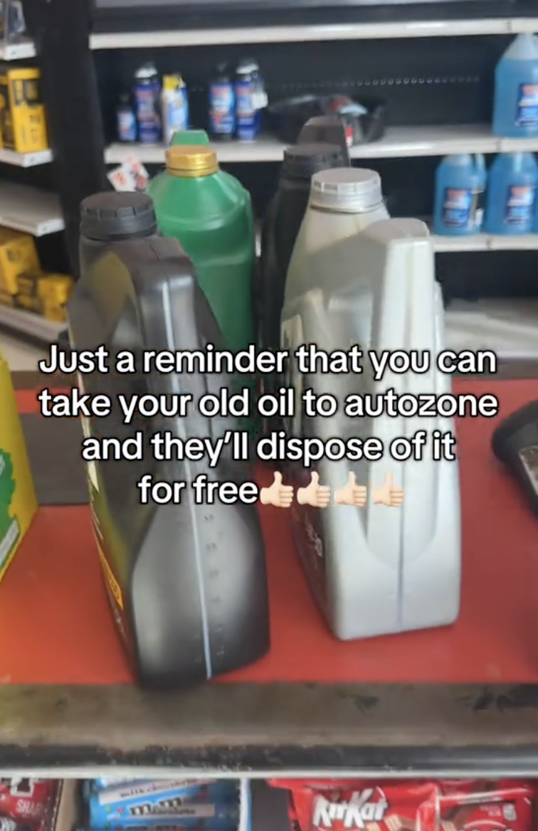 jugs of used oil