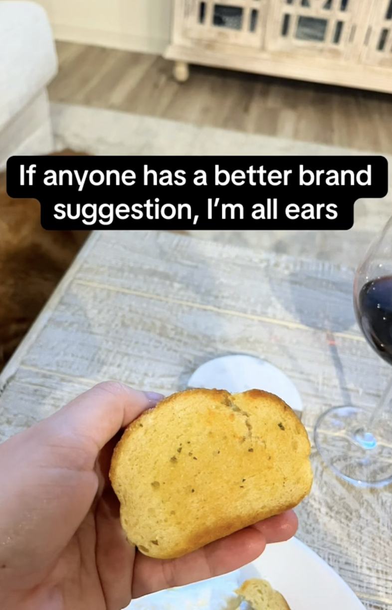 woman holding texas toast