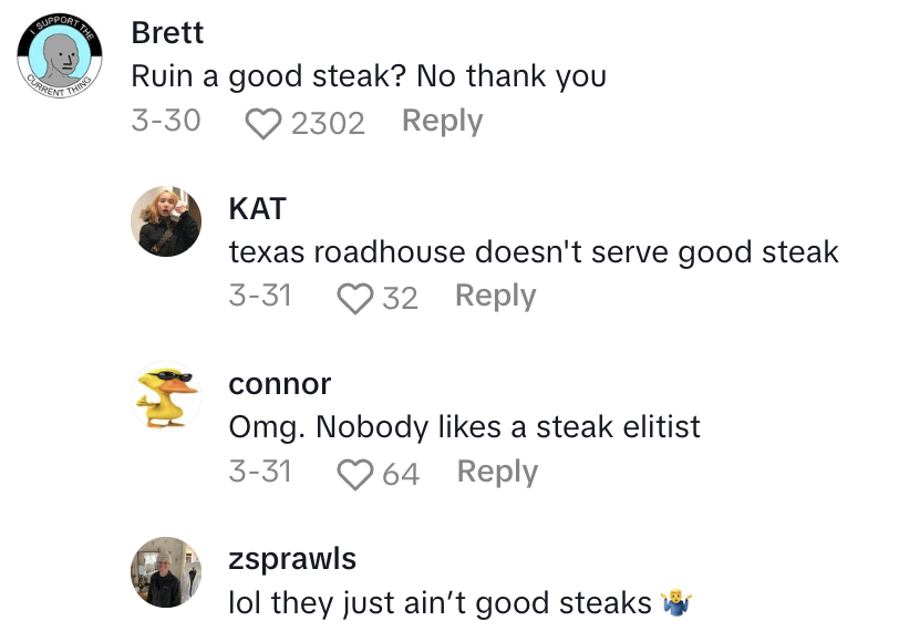 Screenshot 2025 05 04 at 7.43.10 PM Texas Roadhouse Waitress Explained Why She Wants Customers To Get Smothered Steaks.   Our job depends on it.