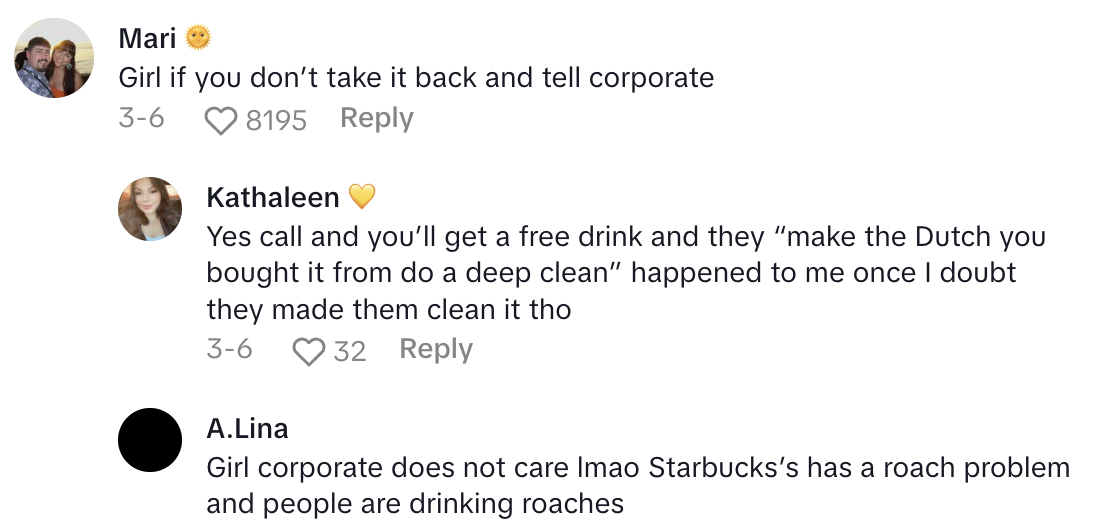 Screenshot 2025 05 04 at 7.47.56 PM A Dutch Bros. Customer Found Something Disgusting In Her Coffee.   How can you do this to me on sticker day?