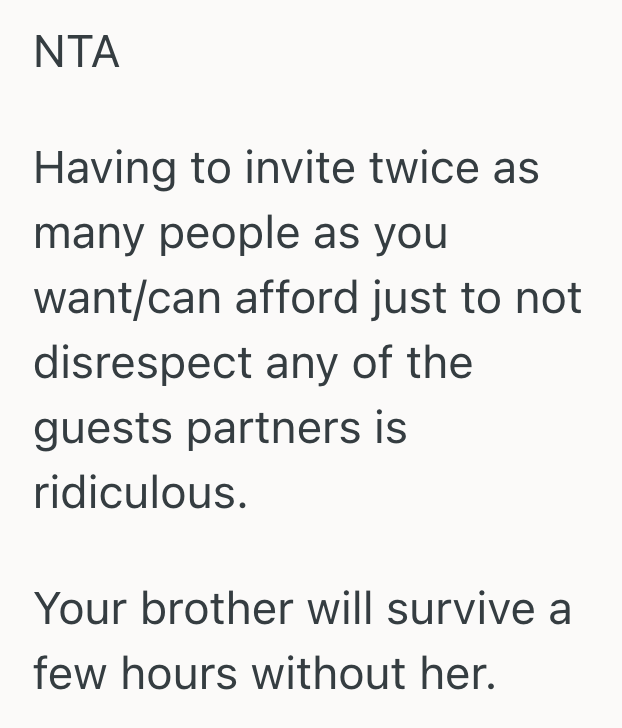 Screenshot 2025 05 06 at 11.13.29 AM Couple Chose To Exclude Plus Ones From Their Small Wedding Guest List, But The Grooms Brother Accused Them Of Being Disrespectful