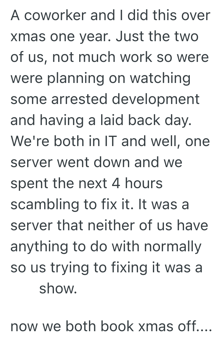 Screenshot 2025 05 23 at 5.52.11 PM An Employees Team Took PTO After A Holiday, So That Employee Decided To Get Paid For Watching An Empty Office Instead