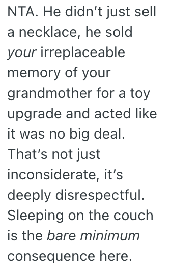 Screenshot 2025 05 28 at 7.05.55 PM Her Husband Sold A Precious Family Heirloom Behind Her Back, So Shes Making Him Sleep On The Couch