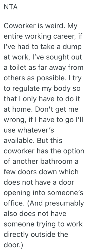 Screenshot 2025 05 28 at 7.24.33 PM Their Coworker Keeps Using Their Private Bathroom, So They Told Her to Find Somewhere Else To Do Her Business