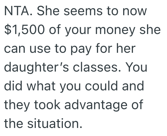 Screenshot 2025 05 28 at 7.43.06 PM They Paid For Their Nieces Expensive Dance Lessons, But Then They Find Out Theyre Not Even Going Anymore So They Ask For A Refund