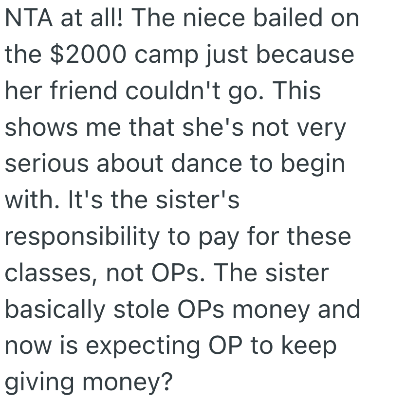 Screenshot 2025 05 28 at 7.44.22 PM They Paid For Their Nieces Expensive Dance Lessons, But Then They Find Out Theyre Not Even Going Anymore So They Ask For A Refund