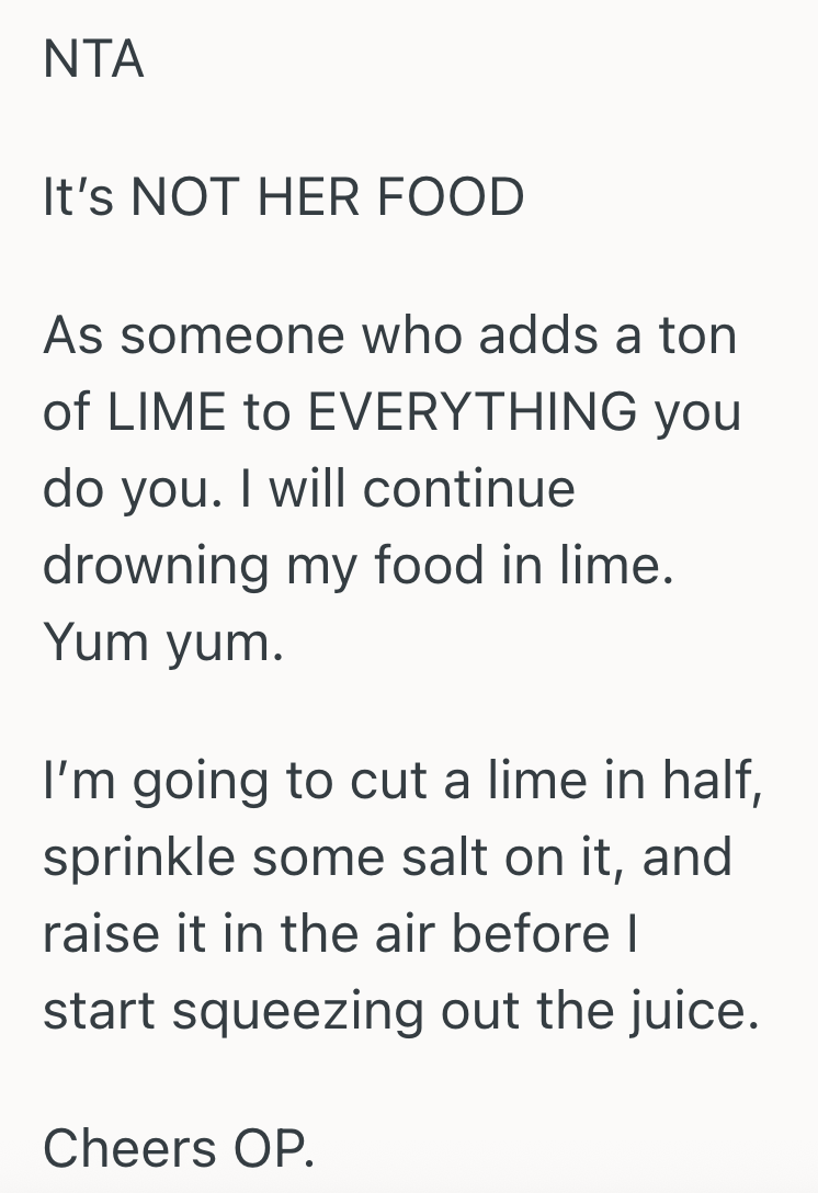 Screenshot 2025 05 31 at 12.17.07 AM She Adds Lots Of Lemon To Prevent Anyone From Eating Her Leftovers, But One Of Her Friends Thinks This Is Rude