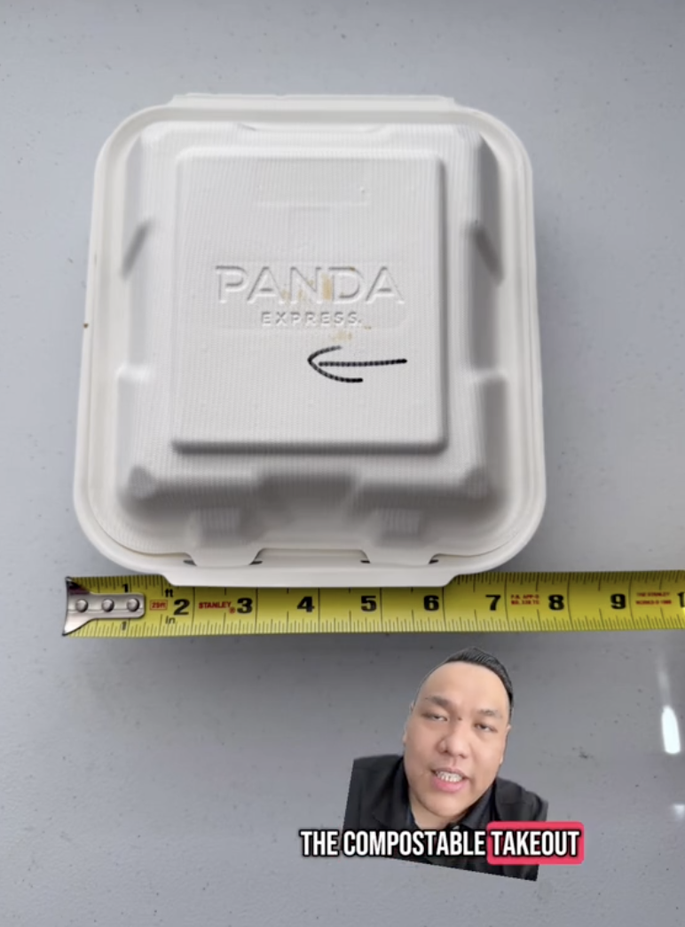 measuring tape and a to-go container