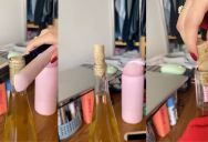 No Corkscrew? No Problem! Woman Gets Cork Out Of Wine Bottle With A Hair Straightener.