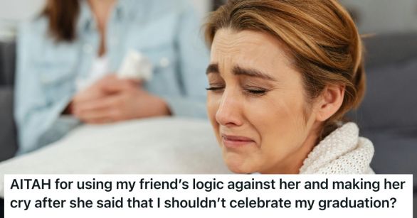 Woman crying with her eyes closed