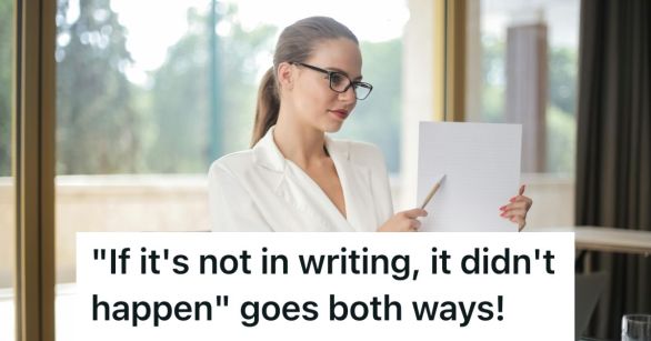 Woman looking at a document.