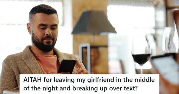 Man breaking up with his girlfriend over text message