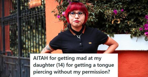 Red-haired woman figuring out what punishment to give her daughter