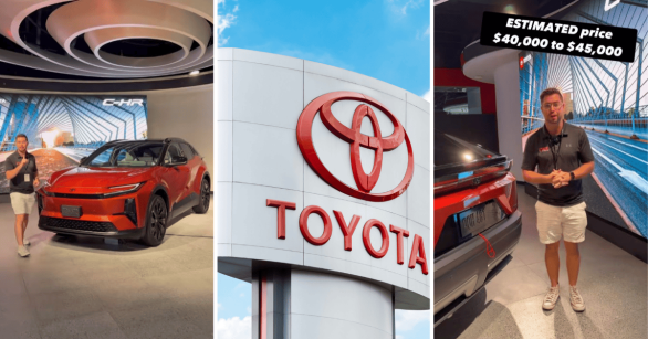 Toyota C-HR with Toyota sign